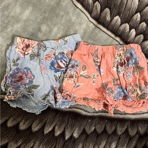 Blue and Pink High Waist Floral Shorts